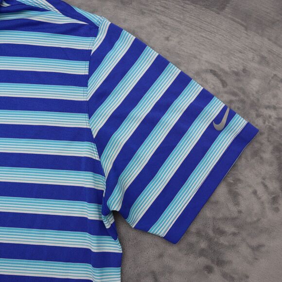 Nike Golf Polo Shirt Men XL Extra Blue Striped Casual Dri Fit Golfer Stretch Cam - Picture 9 of 16